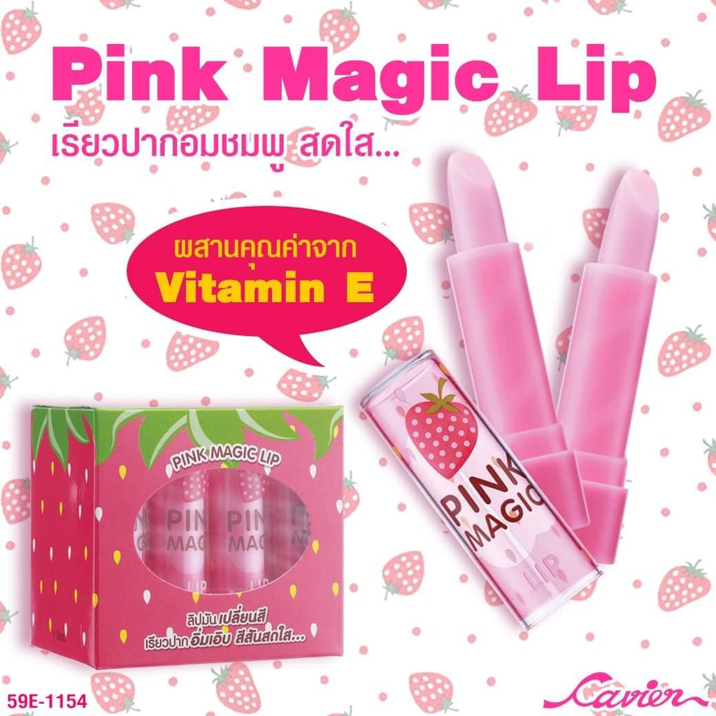 01 Son dưỡng môi Cavier PINK Magic Lip hương Dâu Thái Lan