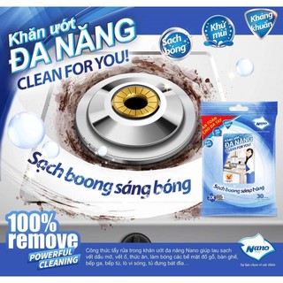 COMBO 10 GÓI KHĂN ƯỚT ĐA NĂNG NANO (25cm X 30cm)