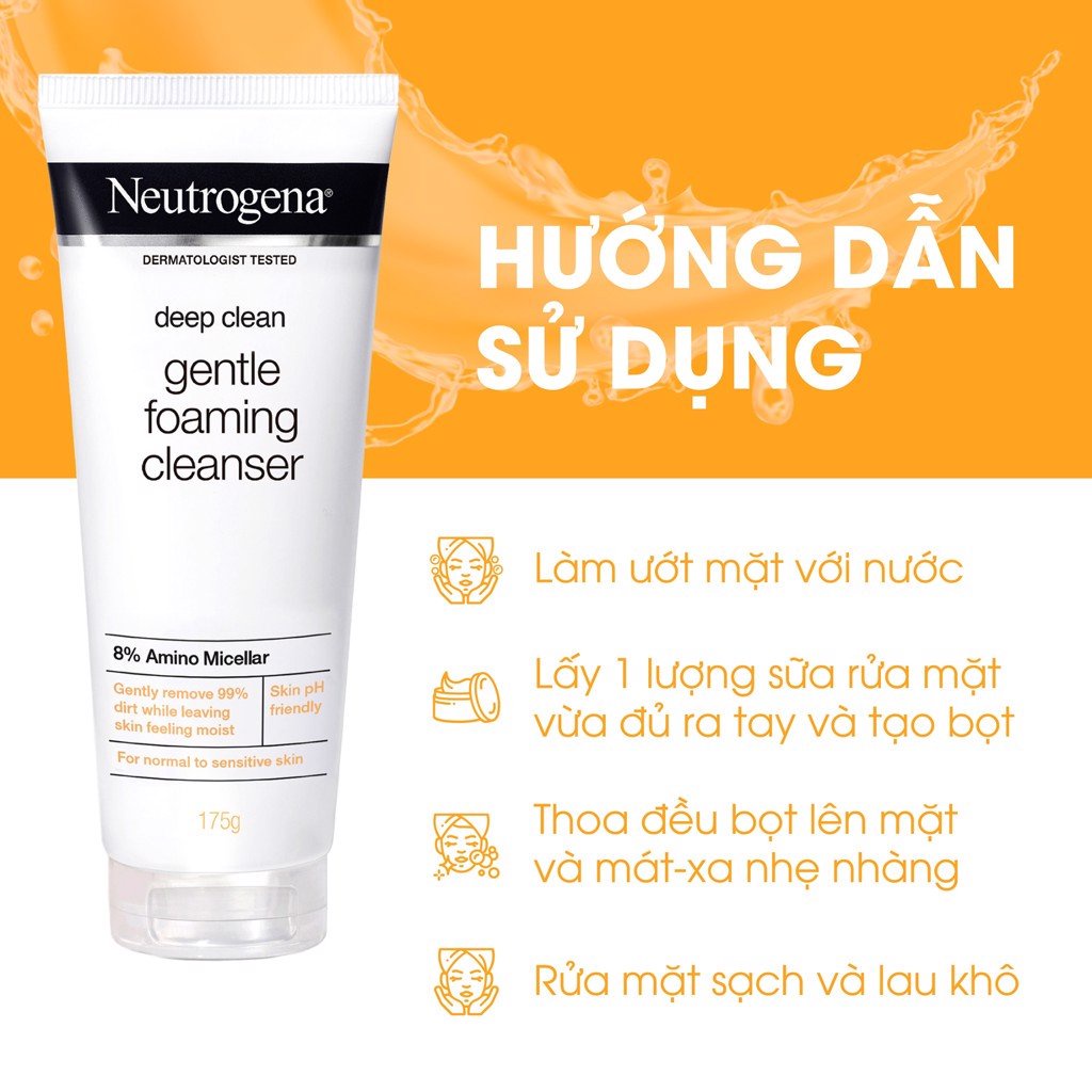 [MUA 1 TẶNG 1]Sữa Rửa Mặt Làm Sạch Sâu Và Kiểm Soát Nhờn Neutrogena Deep Clean Foaming Cleanser 100g