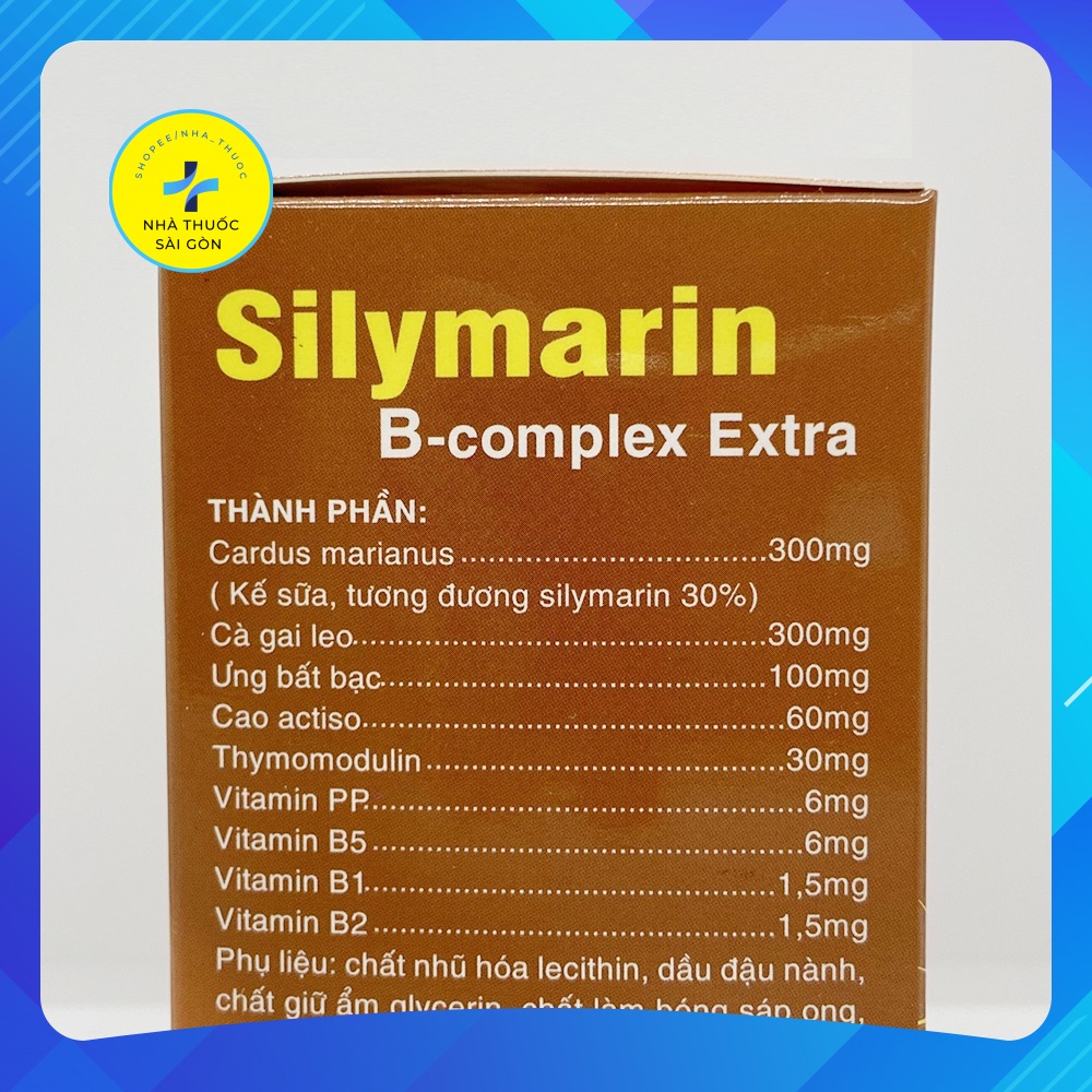 Mát Gan Giải Độc Gan Silymarin B Complex Extra Hộp 100 viên nang mềm Thải Độc Gan và Bổ Gan