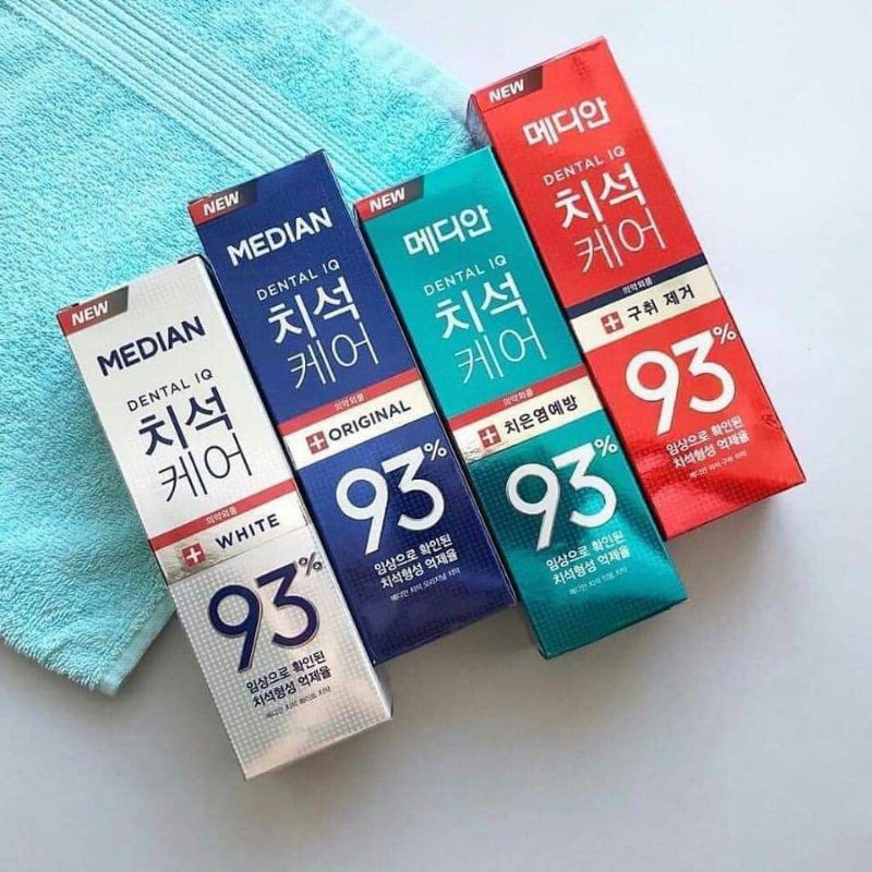 Kem đánh răng Hàn Quốc Median 93% (trợ giá) làm trắng, tẩy sạch cao răng, giảm ê buốt, giảm ố vàng tuýp 120g