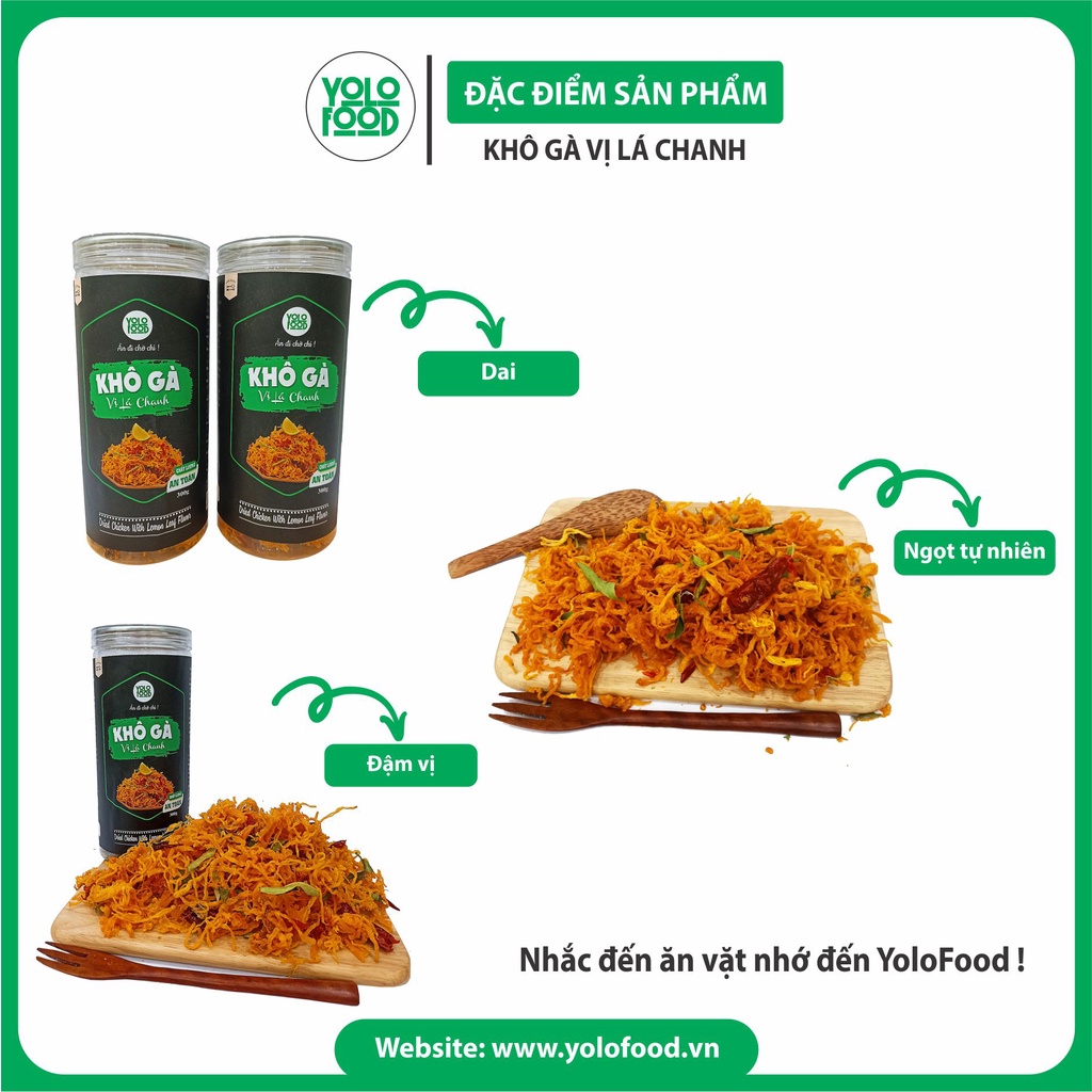 khô gà lá chanh 300g YOLO FOOD đồ ăn vặt, ngon, chất lượng, khô gà lá chanh xé cay loại1 vị truyền thống đóng hộp atvstp