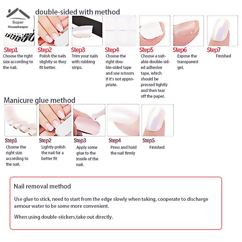 Set 24 Móng Tay Giả Ngắn Bằng Acrylic Kèm Keo Dán Diy