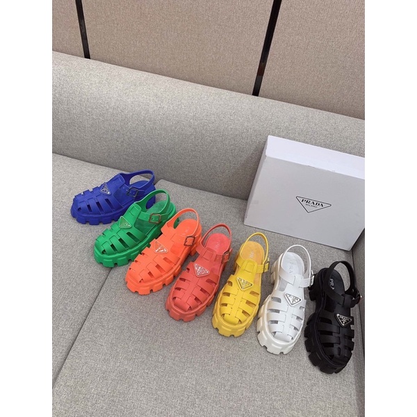 Sandal bít mũi nhiều màu thương hiệu Prada cao cấp đế dày 5.5cm