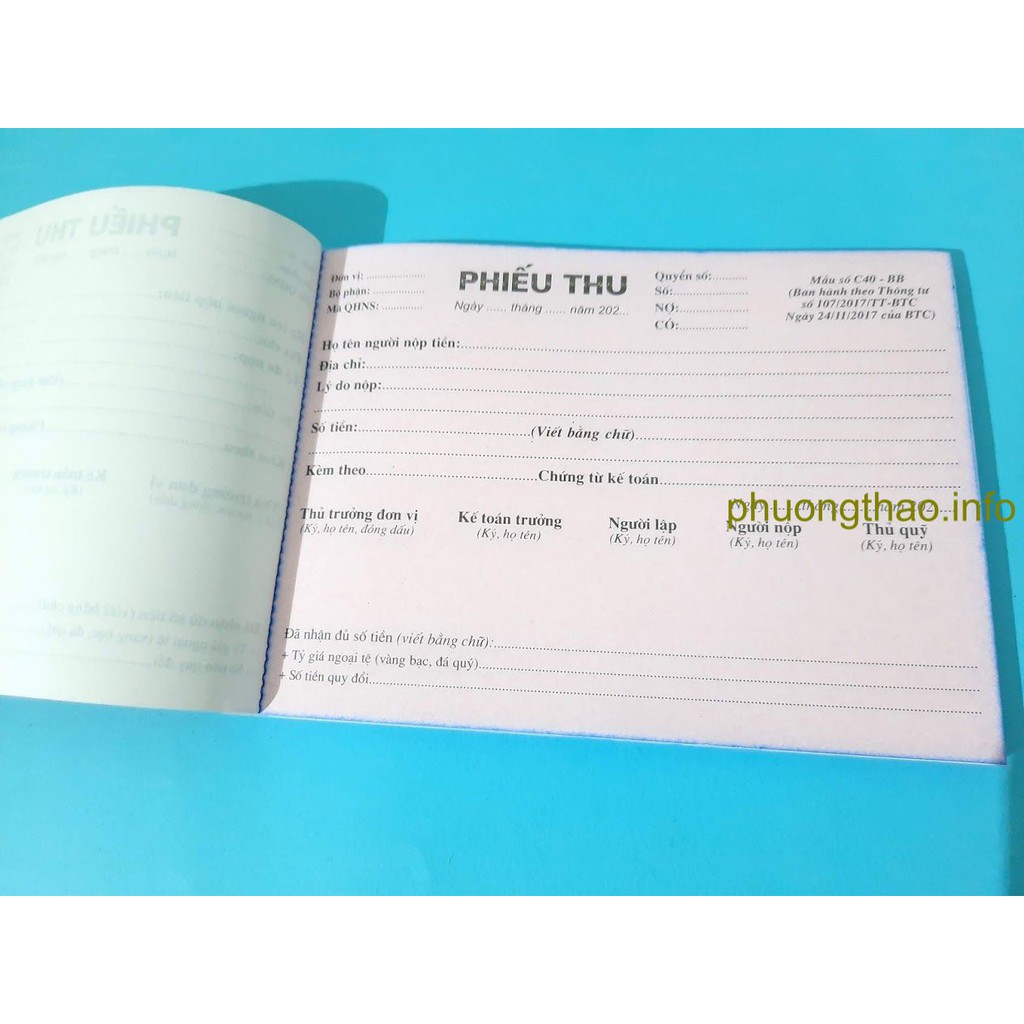 Phiếu thu, Phiếu chi: 2 liên, 3 liên - Giấy Carbon đẹp ( A5/100 tờ )