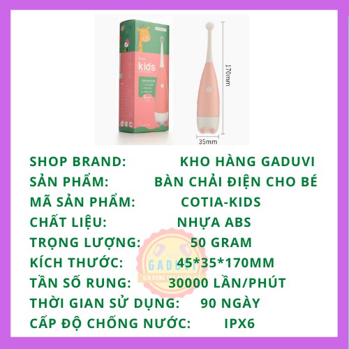 Bàn Chải Điện Cho Bé, Bót Đánh Răng Trẻ Em Siêu Mềm Giá Rẻ Bé Từ 2-12 Tuổi GADUVI G6