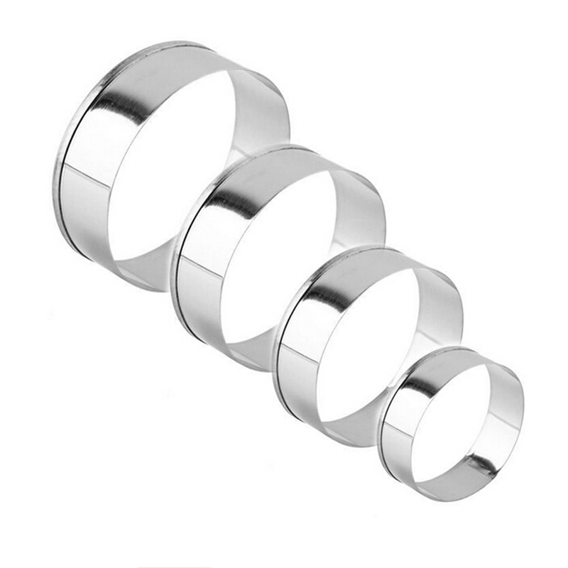 Set 4 khuôn cắt bánh hình tròn bằng thép không gỉ cao cấp tiện dụng