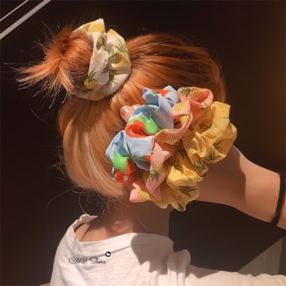 Dây buộc tóc Scrunchies hoạ tiết hoa quả