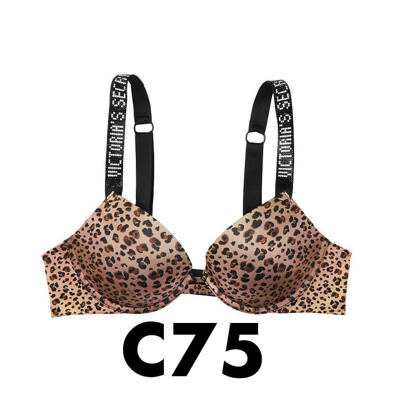 Bill Mỹ 34C/C75 - Áo da beo đính đá (25) mút nâng, lấp lánh, Shine Jaguar, Victoria's Secret