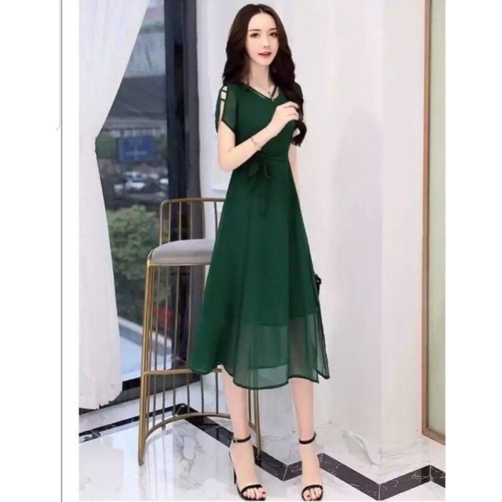 Đầm form dài voan chiffon xẻ đùi LANA Fashion MS307 đi chơi, dự tiệc / Có 6 màu | BigBuy360 - bigbuy360.vn