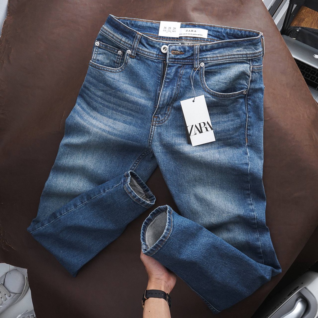 Quần Jean dài nam ZARA xanh nhạt,Form slimfit,chất vải co dãn,ống quần 14-17cm,HÀNG VNXK - JZR052227