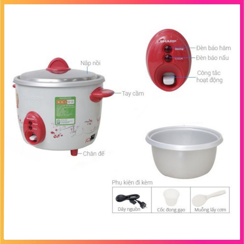 Dây nguồn 2 lỗ tròn cho Nồi cơm điện SHARP nắp inox rời