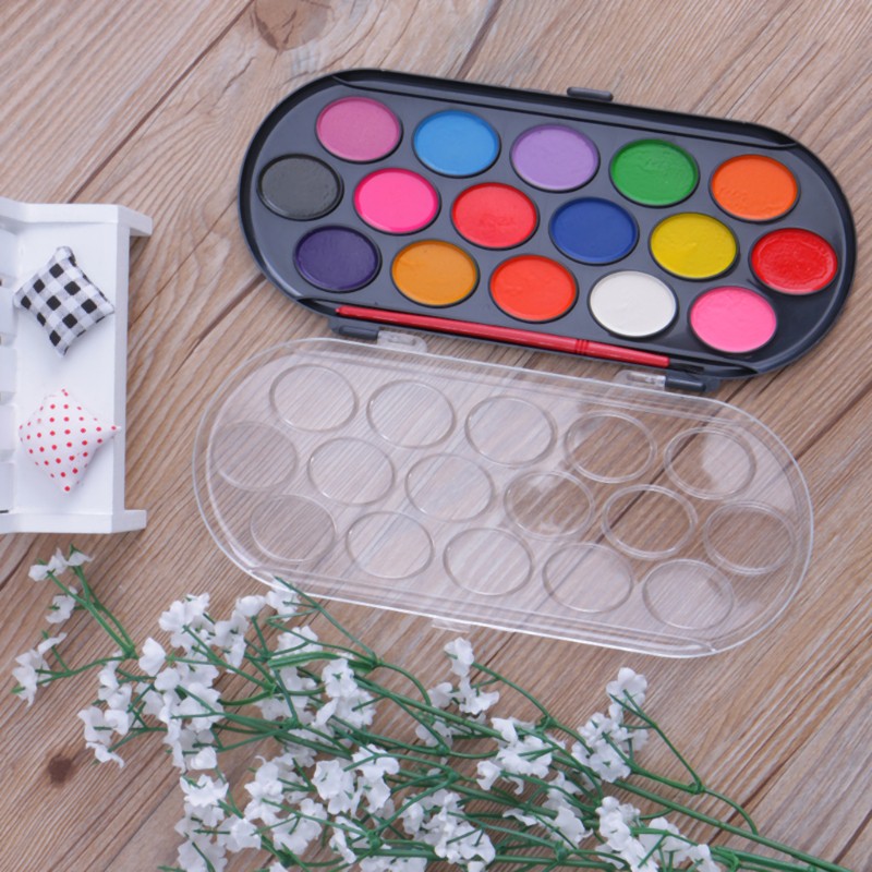 HO 16Pcs Watercolor Palette Brush Set Painting Tray Craft Drawing Art Mini Kid Gift