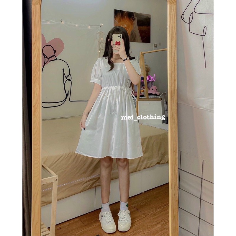 [Ảnh thật/video] Váy babydoll cổ vuông rút eo nhiều màu | BigBuy360 - bigbuy360.vn