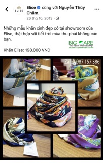 [Cao Cấp] Khăn lụa vuông hàng hiệu Elise 70x70