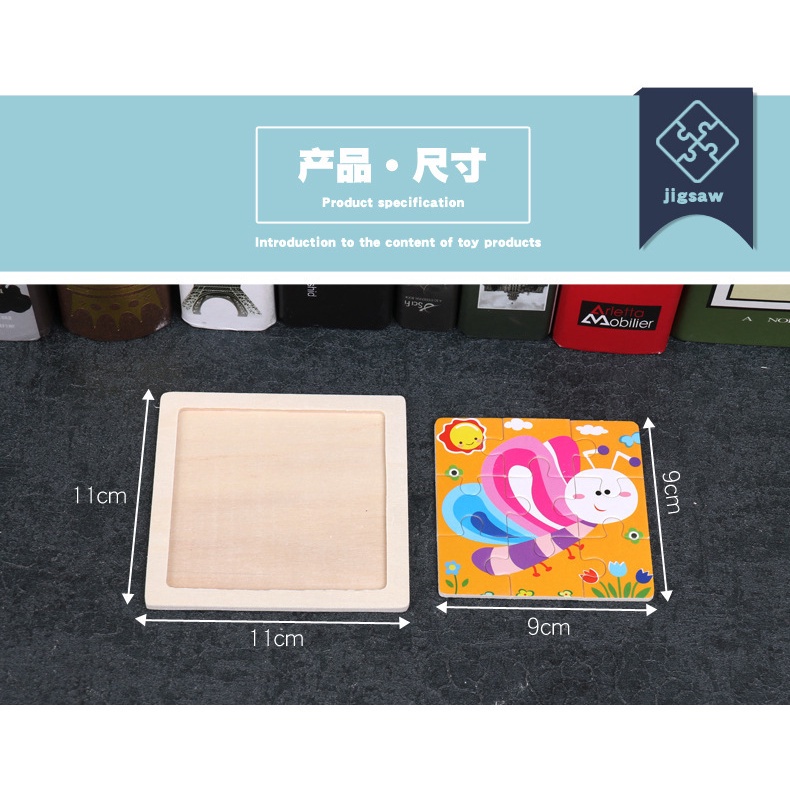 Bộ đồ chơi xếp hình 9 mảnh bằng gỗ mini dành cho trẻ em