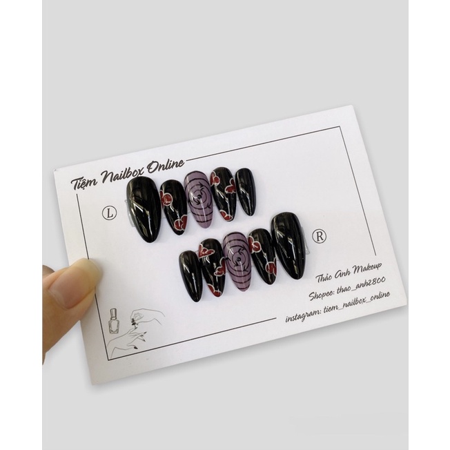 Nailbox móng úp thiết kế mẫu đen  - tiệm nailbox online