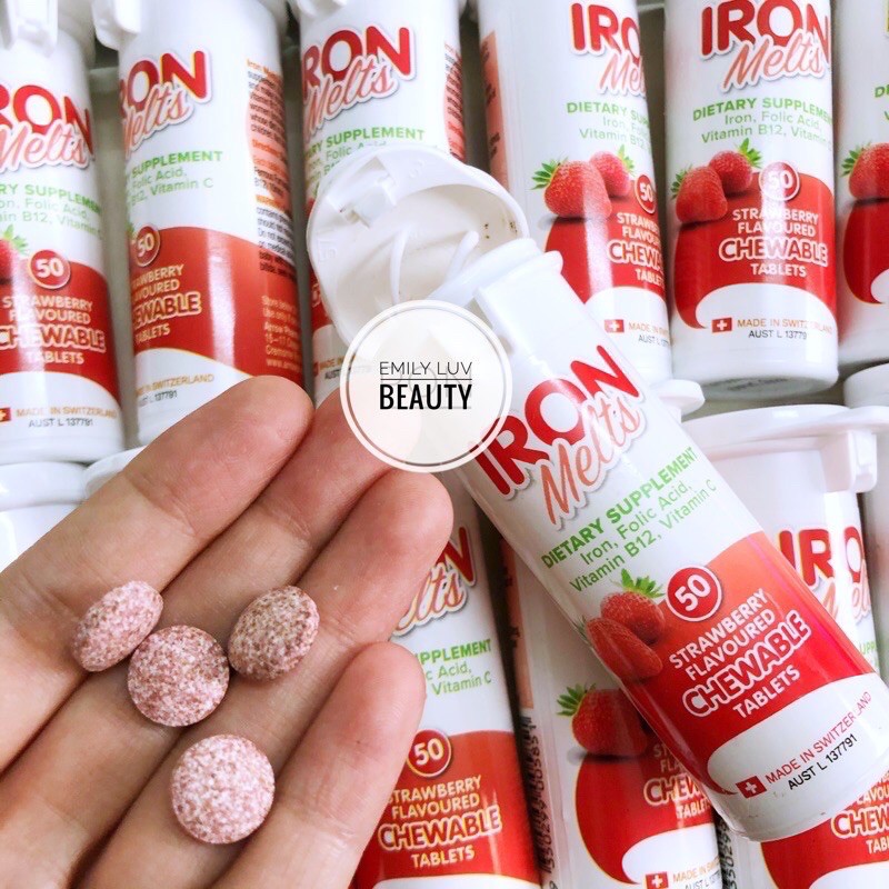 Kẹo sắt ngậm vị dâu Iron Melts Úc