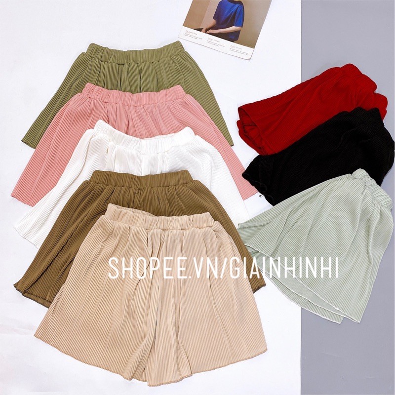 Quần short nhăn xòe cạp chun thoải mái, Quần đùi nữ cạp cao QS1178 - NhiNhi Shop