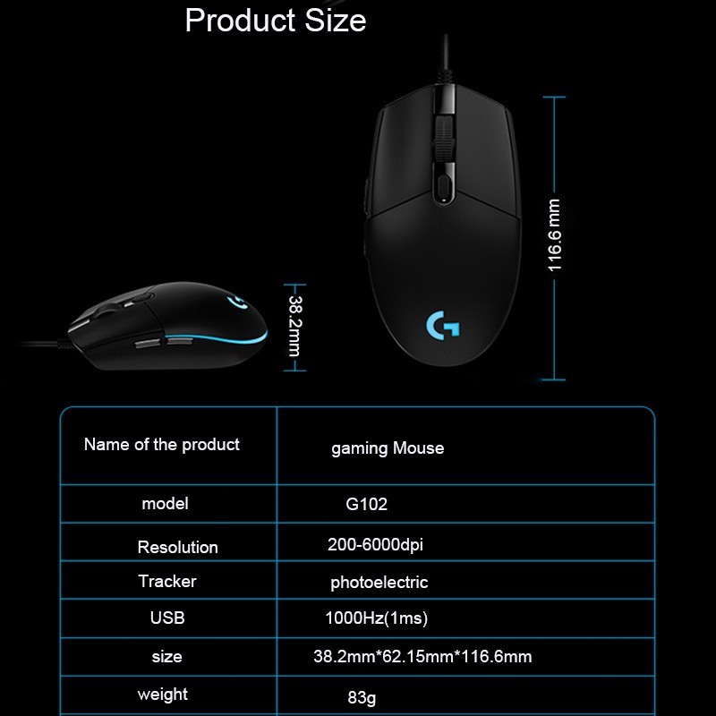 Chuột chơi game có dây Logitech G102 8000DPI