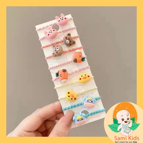 Dây buộc tóc thun mini, dây chun hình nơ, hoa, trái cây cột tóc cho bé gái SAMIKIDS