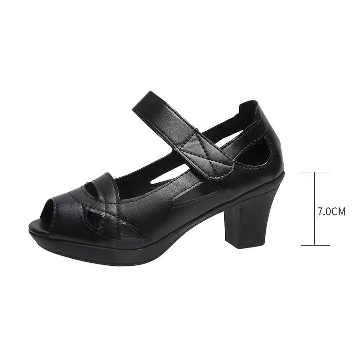 Giày Sandal Cao Gót Đế Dày Bằng Da Thật Thời Trang Mùa Hè Dành Cho Phụ Nữ Trung Niên 2022