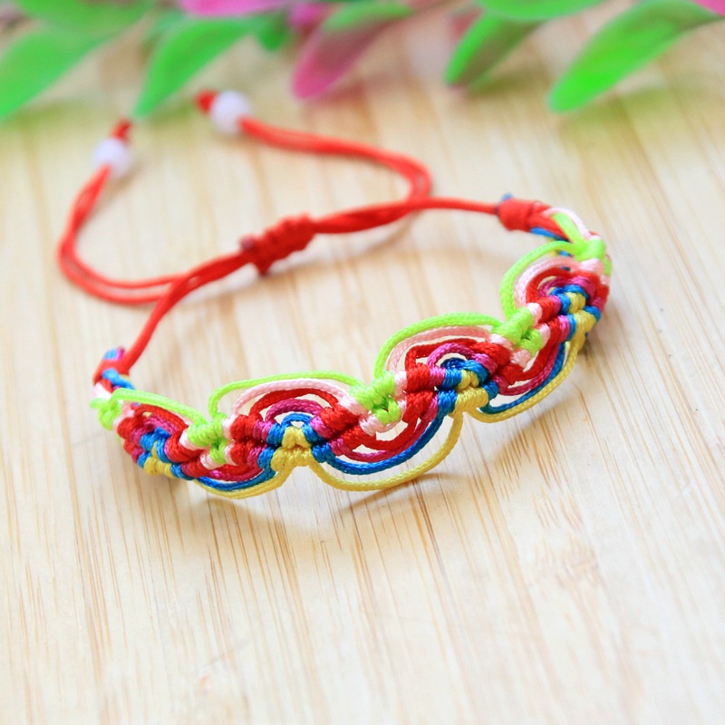Vòng Tay EBI Thuyền Rồng Chỉ Màu Ngũ Sắc Tây Tạng Bình An May Mắn dây rút tùy chỉnh độ rộng
