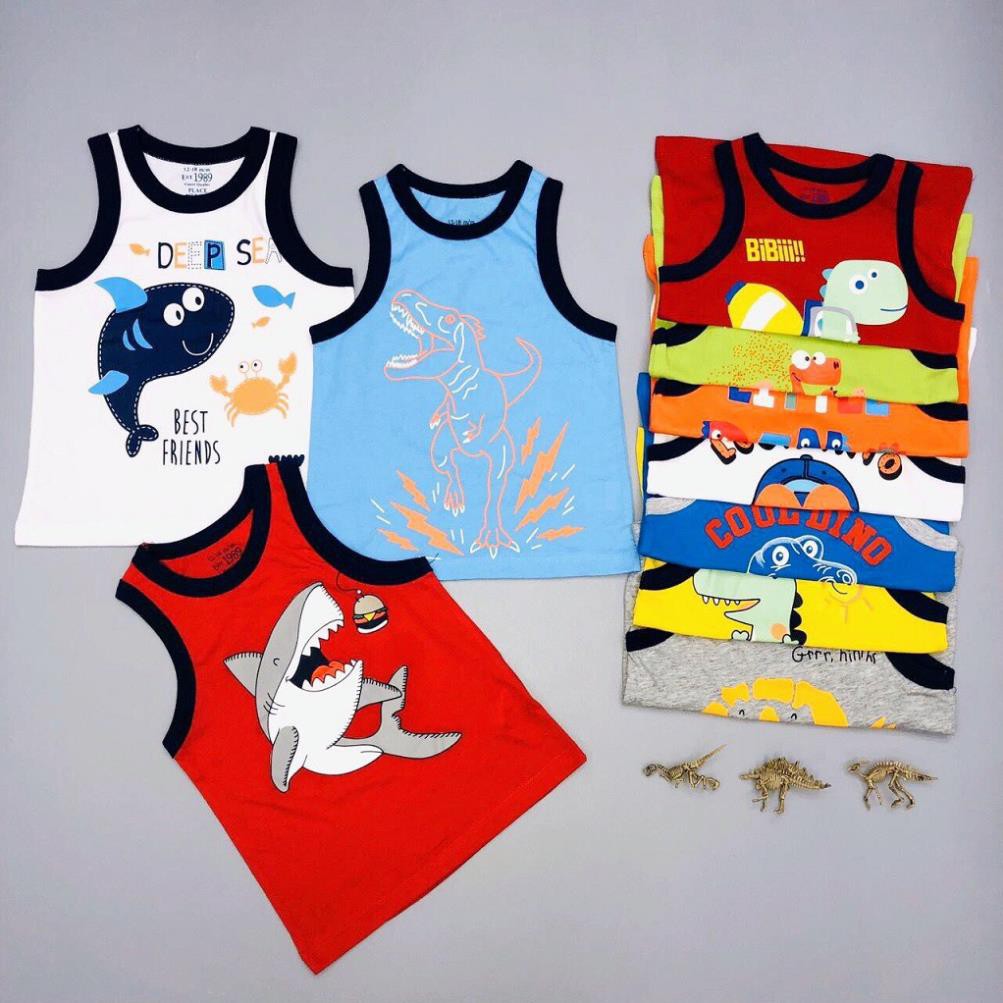 Áo thun ba lỗ bé trai, size nhí 1-5, hàng made in vn, chất cotton xuất dư đẹp, hình in siêu đáng yêu - BEEKIDS