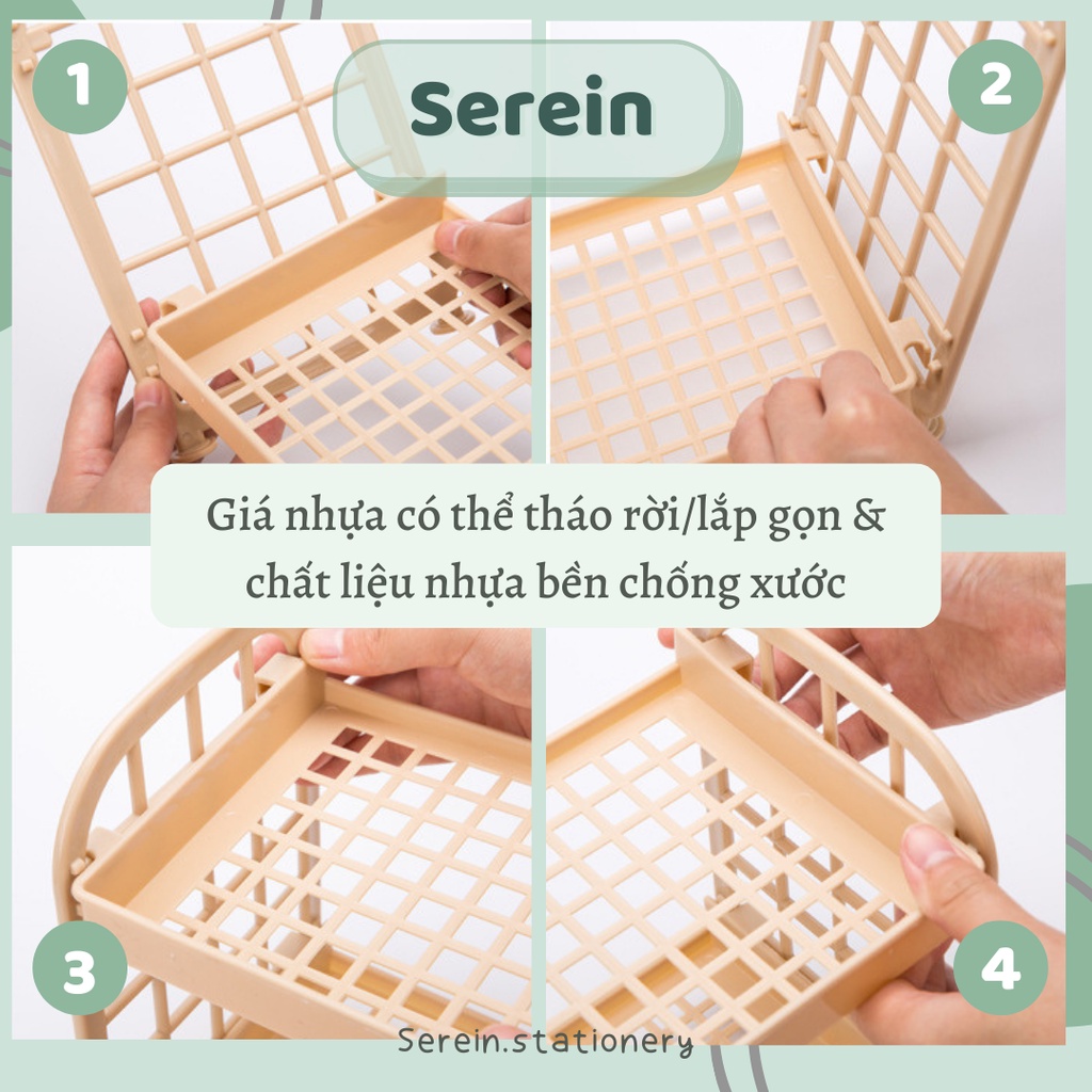 Kệ nhựa mini 2 tầng giá để đồ mini tiện lợi SEREIN văn phòng phẩm Hàn Quốc
