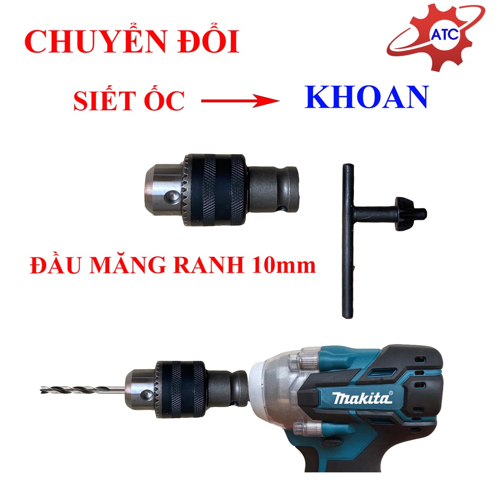Đầu măng ranh chuyển đổi từ máy siết ốc sang máy khoan 10mm và 13mm