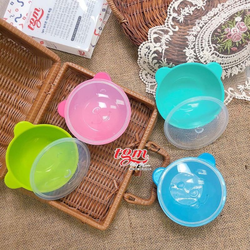 Bát ăn dặm có nắp Silicone hình gấu TGM Hàn Quốc chính hãng