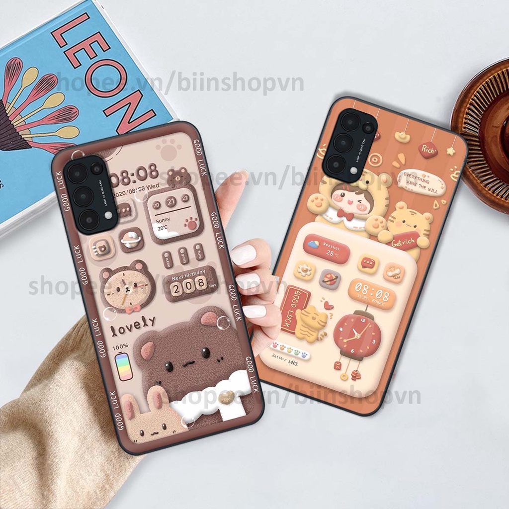 Ốp Oppo Reno5 4G / Reno5 5G / Reno 5 in 3D icon gấu nổi siêu xinh, siêu đáng yêu, cá tính phong cách