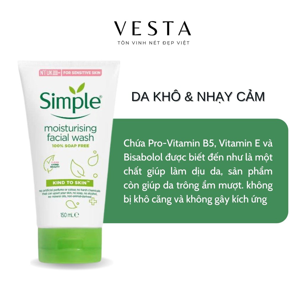 Combo Simple ( Sữa Rửa Mặt + Nước Tẩy Trang + Toner Nước Hoa Hồng + Kem Dưỡng Ẩm Da ) Tẩy Tế Bào Da Chết Dịu Nhẹ