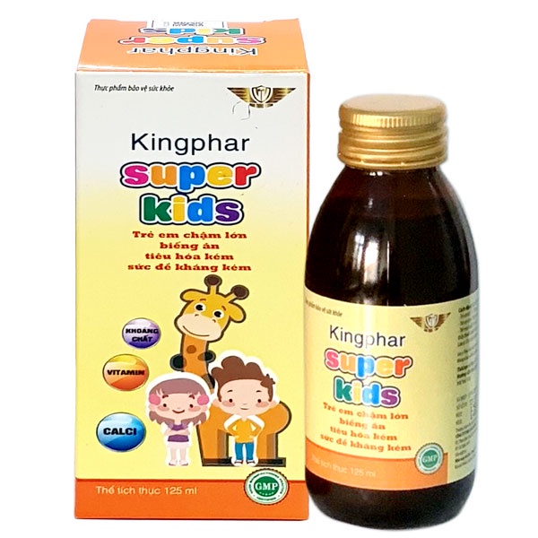 Siro Tăng Sức Đề Kháng Cho Trẻ SUPER KIDS Kingphar Chai 125ml - Hỗ trợ giúp trẻ ăn ngon, ngủ tốt, tăng cường đề kháng
