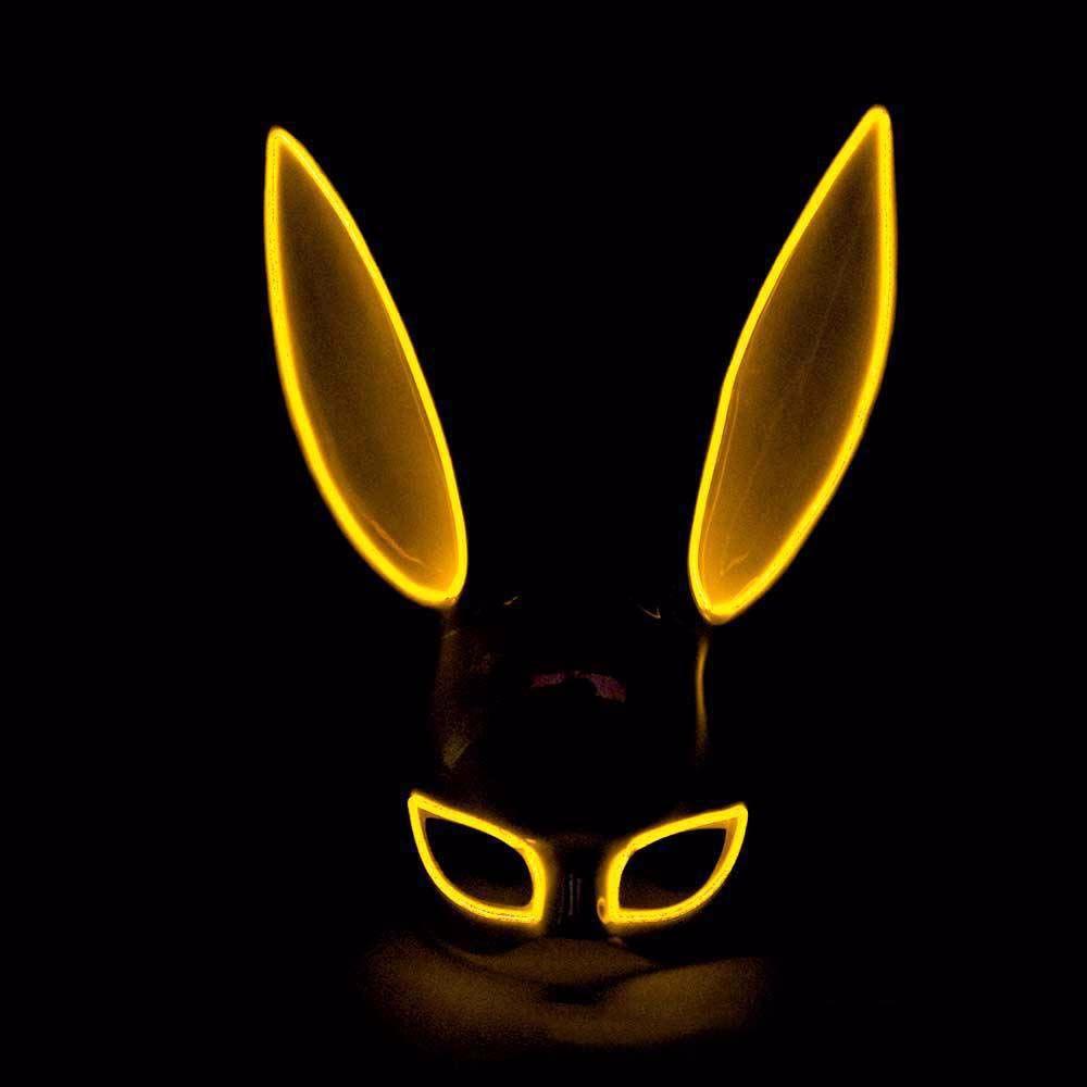 Mặt Nạ Nhựa Hóa Trang Halloween Hình Thỏ Có Đèn Led Độc Đáo