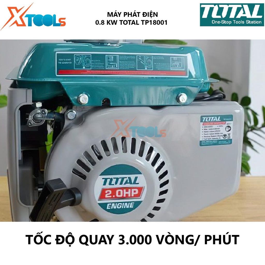 Máy phát điện chạy xăng TOTAL TP18001 động cơ phát điện dùng xăng 26kg Nguồn điện 220V/50Hz/1 pha, động cơ 2 thì, Thùng