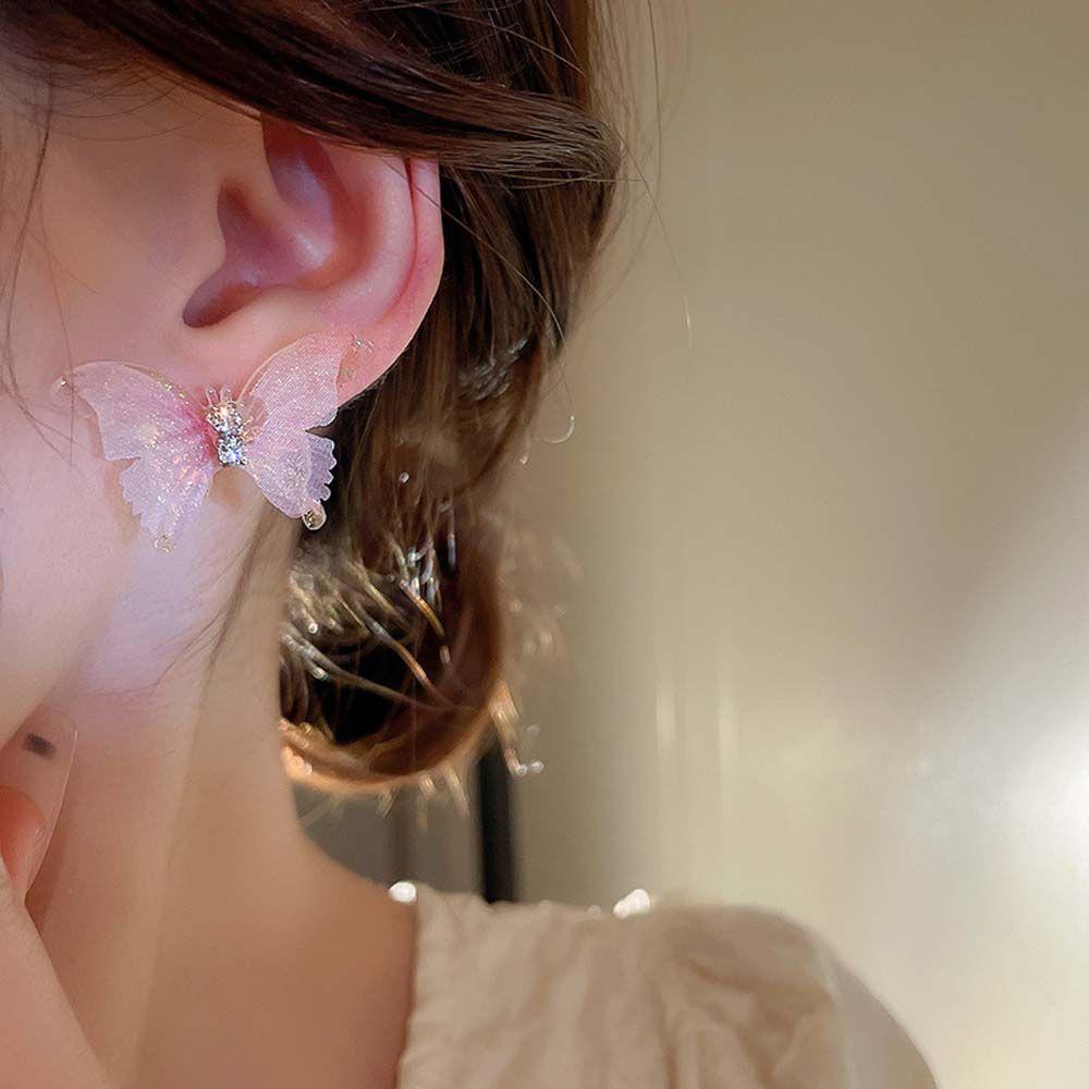 Bông Tai HìNh BướM Dễ Thương Cho Nữ|Khuyên Tai Đính Đá Lấp Lánh Thời Trang Cho Nữ