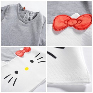 Váy Ngắn Tay Hello Kitty Cho Bé Gái