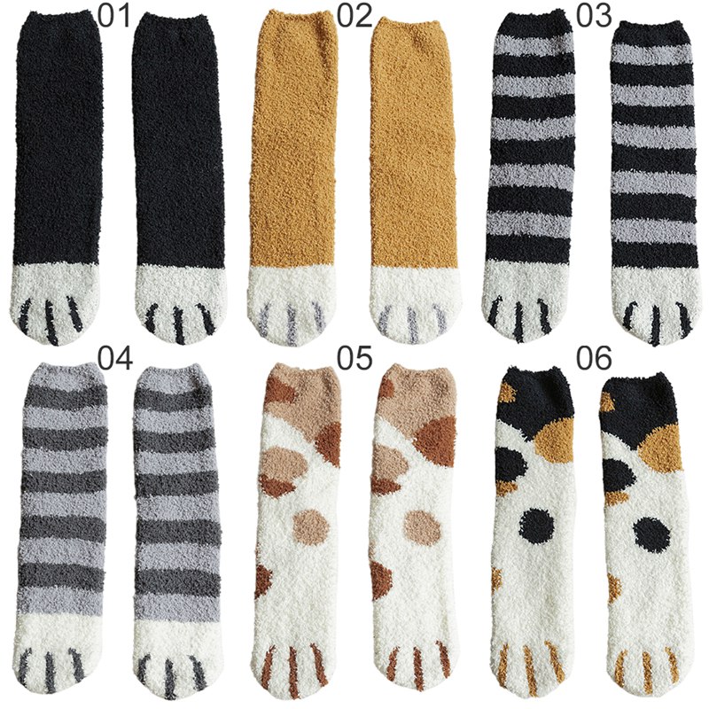 doggtr- Soft Plush Coral Fleece Socks Floor Sleep Socks Cat Claws Winter Women Warm Home