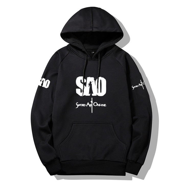 Áo hoodie SAO unisex black - hoodie cổ chui form rộng màu đen M L XL 2XL 40kg - 85kg