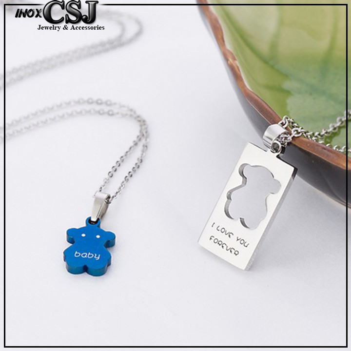 DÂY CHUYỀN CẶP ĐÔI INOX CON GẤU MC123 - siêu đẹp chuẩn thời trang