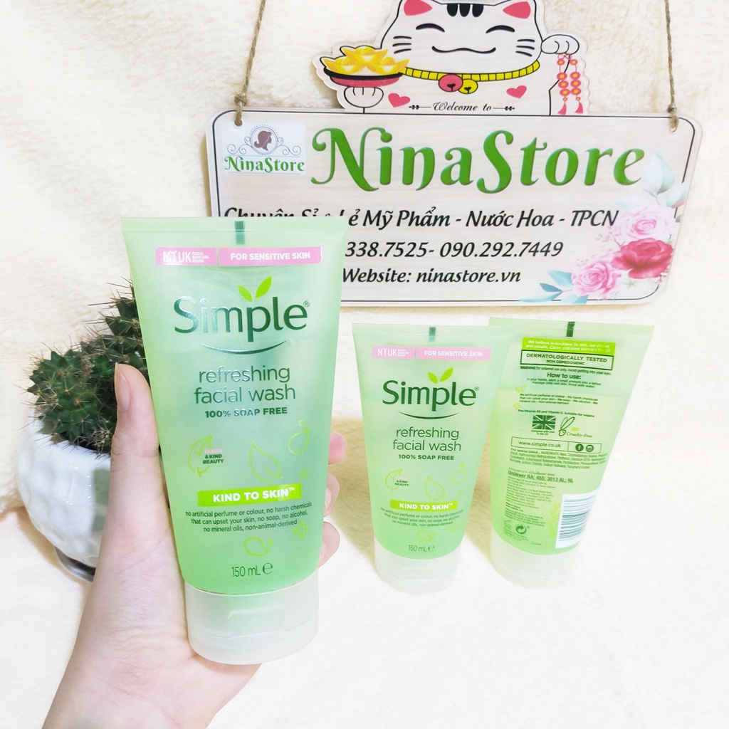 Sữa Rửa Mặt Dạng Gel Simple Kind To Skin Refreshing Facial Wash- NinaStore | BigBuy360 - bigbuy360.vn