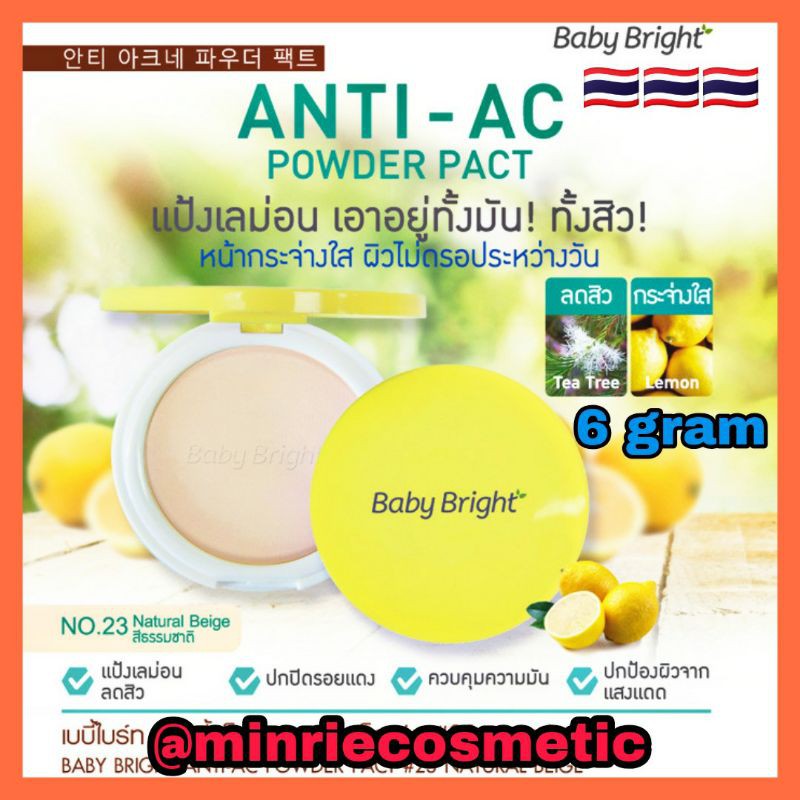 Phấn phủ dạng nén chiết xuất từ chanh và dầu cây trà Baby Bright Anti-AC Powder Pact 6g Thái Lan