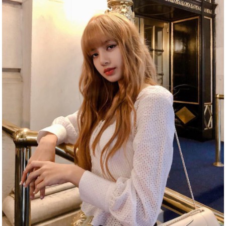Áo kiểu tay bồng Lisa BlackPink - áo crt trắng xô ren cổ vuông bèo gấu