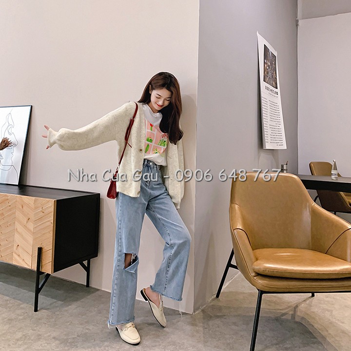 Áo Khoác cardigan len 3 cúc vuông đẹp, xịn xò lắm luôn í