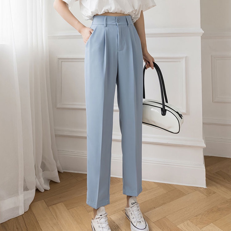 Quần ống suông IELGY lưng cao màu trơn thân thiện với làn da cho nữ