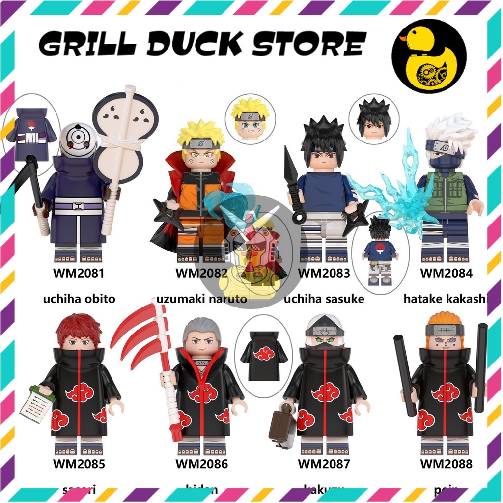 WM6105 Đồ chơi Xếp Hình  Mô Hình Naruto Akatsuki Uchiha Obito Uzumaki Naruto Sasuke Sasori Hidan Kak