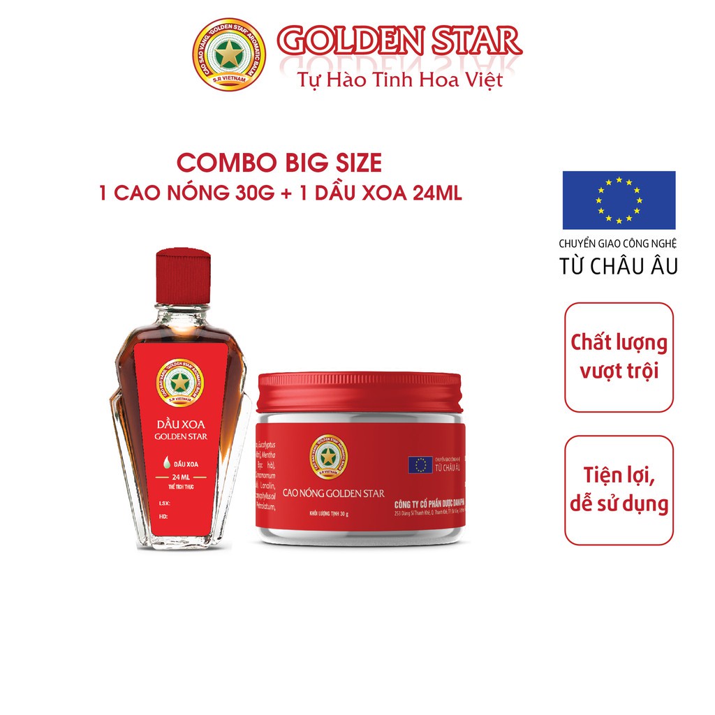 Bộ đôi Dầu gió 24ml và Cao sao vàng Golden Star 30g
