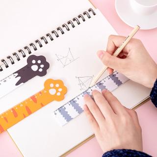 1 Chiếc Hàn Quốc Ins Cô Gái Trái Tim Mèo Vuốt Thước Gỗ Hoạt Hình Sáng Tạo Vẽ Tay Tài Khoản 15cm Sinh Viên Đo Thước