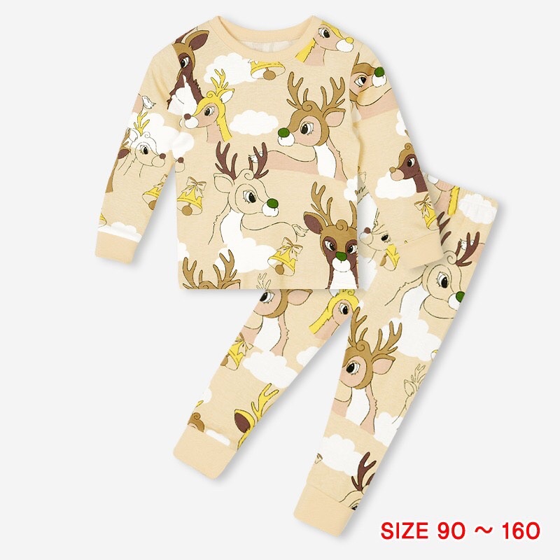 Đồ bộ quần áo dài tay dáng ôm thun cotton mẫu Hươu năm 2022 rất xinh của hãng Unifriend Hàn Quốc mã UND04